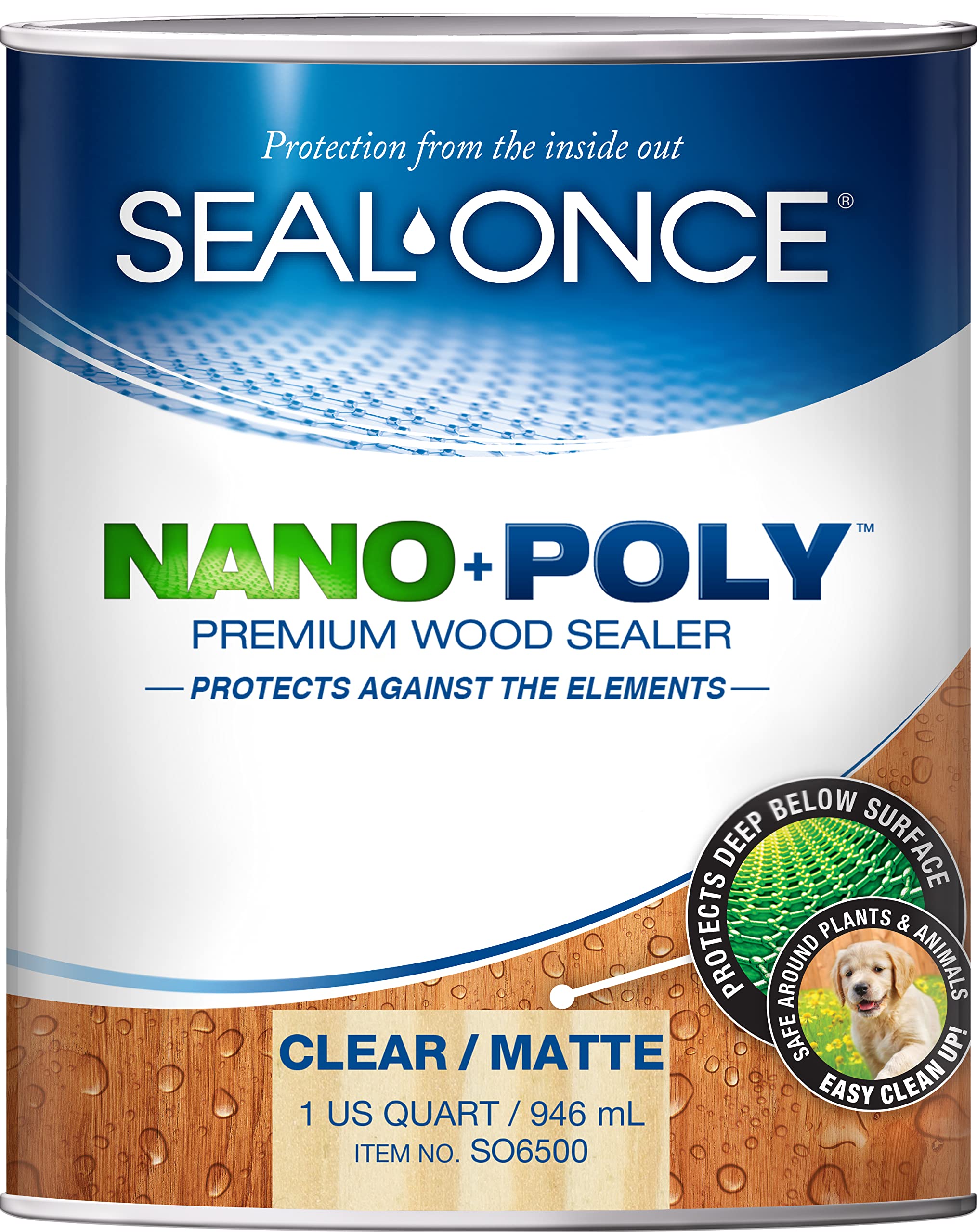 Seal-Once Nano+Poly Penetrating Wood Sealer with Polyurethane - Premium Waterproof Sealant -1 Gallon & Clear