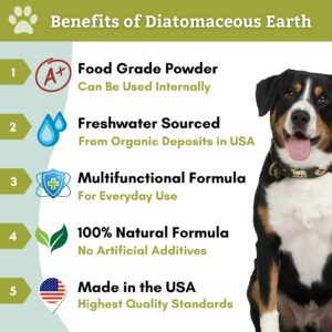 Wholistic Pet Organics DE for Dogs Organic Food Grade for Dogs - 4 Oz - Safe Non-Chemical Freshwater Silica Improves Overall Health