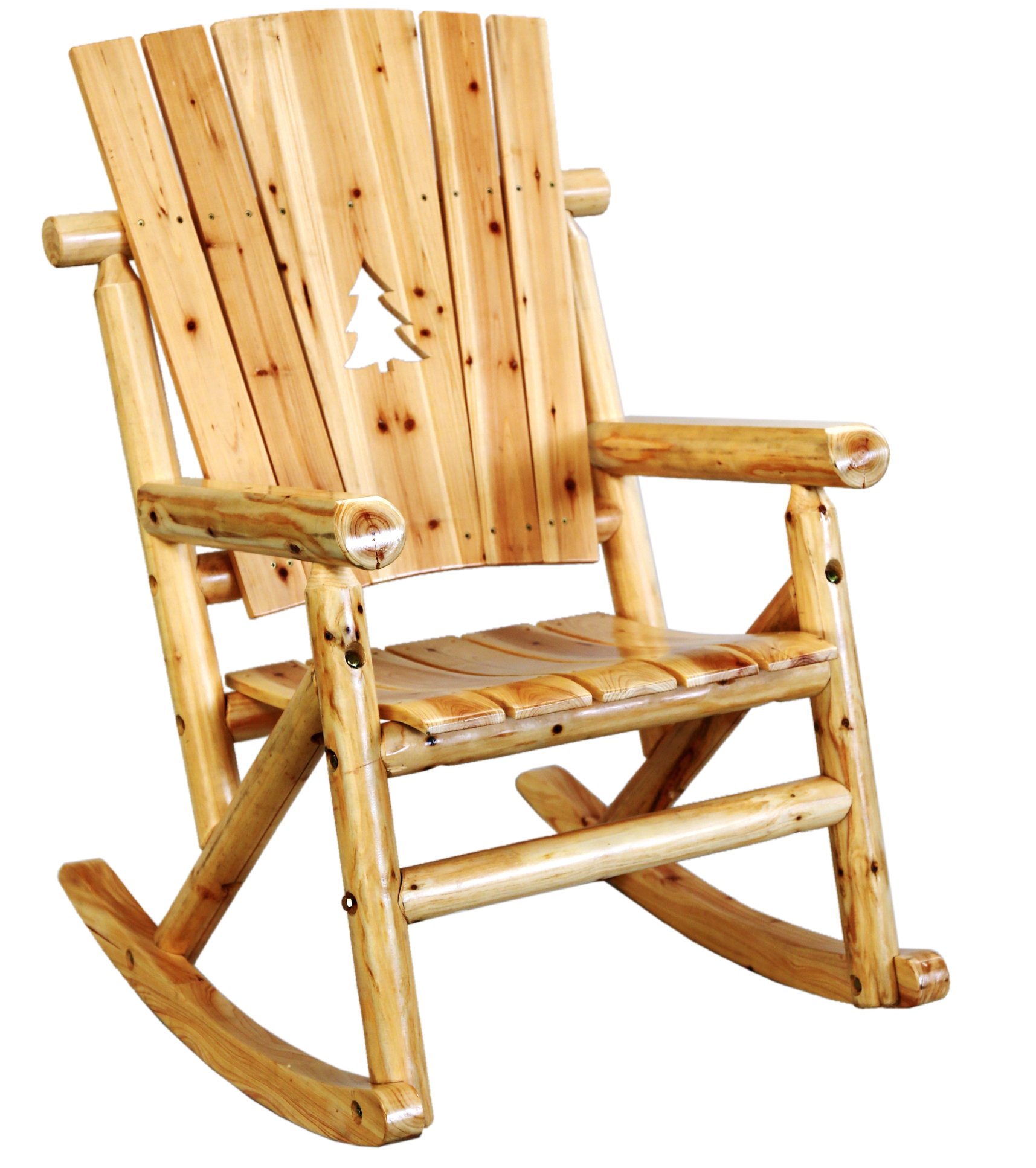 Leigh Country TX 95104 Aspen Single Rocker with Pine Tree Cutout, Natural