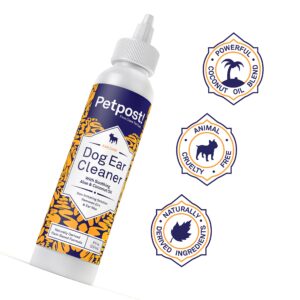 Petpost | Dog Ear Cleaner - Natural Coconut Oil Solution - Best Remedy for Odor - Dog Ear Problems - Chemical & Irritant Free 8 oz.