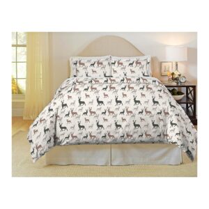 Pointehaven Heavy Weight Flannel Duvet Set, Twin/Twin X-Large, Autumn Deer