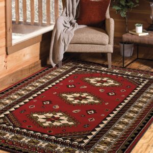 United Weavers Dallas Tres Area Rug - Red, 8x11, Southwestern Indoor Area Rug with Bordered Pattern, Jute Backing