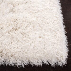 SAFAVIEH Venice Shag Collection Accent Rug - 2' x 3', Pearl, Handmade Glam, 3-inch Thick Ideal for High Traffic Areas in Entryway, Living Room, Bedroom (SG256P)