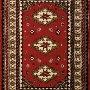 United Weavers Dallas Tres Area Rug - Red, 8x11, Southwestern Indoor Area Rug with Bordered Pattern, Jute Backing