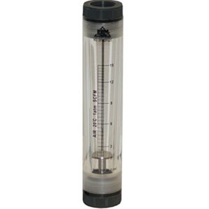 prm fmdfg25 1-15 scfm air rotameter flow meter | 1 inch female npt connections | 10 inch height | viton seals | acrylic body | 304 stainless steel float | maximum 85 psig pressure | uv resistant