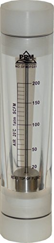 PRM 0-200 SCFM Rotameter Air Flow Meter, 2 Inch Female NPT Connections, Viton Seals