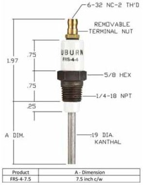 FRS-4-7.5 Auburn Flame Rod (Probe)