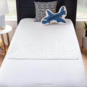 Linenspa 34" x 52" Skid Resistant Waterproof Sheet and Mattress Protector Pad-Highly Absorbent-Machine Washable-Quilted, White