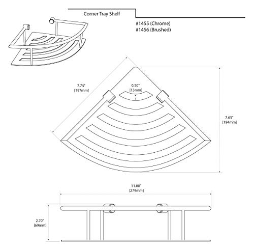 Gatco 1456 Elegant Corner Shelf, Brushed, 11"