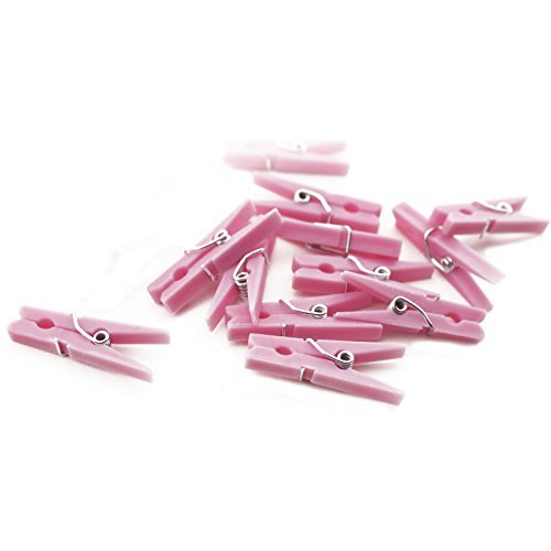 Adorox (Pink (96 Pieces) Small Clothes Pins Baby Shower Clothespin Favors Pink Girl Blue Boy Party Game