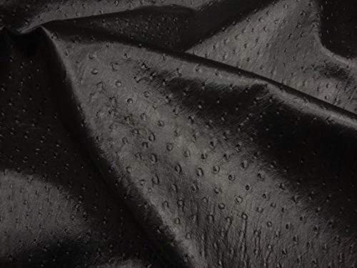 Mybecca Black Ostrich Vinyl 54" Wide Textured Faux Leather Great for Upholstery & Bags (1 Yard)