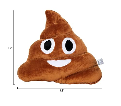 EvZ Emoji Poo Face Emoticon Cushion Stuffed Plush Soft Pillow, Official Certified, 35cm Brown