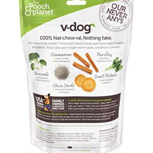 V-dog Dog Treats - Vegan Breathbone Teeth Cleaning Dental Dog Bones - Fresh Breath - 8 Ounces - All Natural - Made in USA - 6 Bones - 4" Long - Easy to Digest