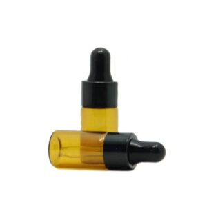 3ml 10pcs Amber Glass Essential Oil Bottles and Eyed Dropper Black Caps (3ml)