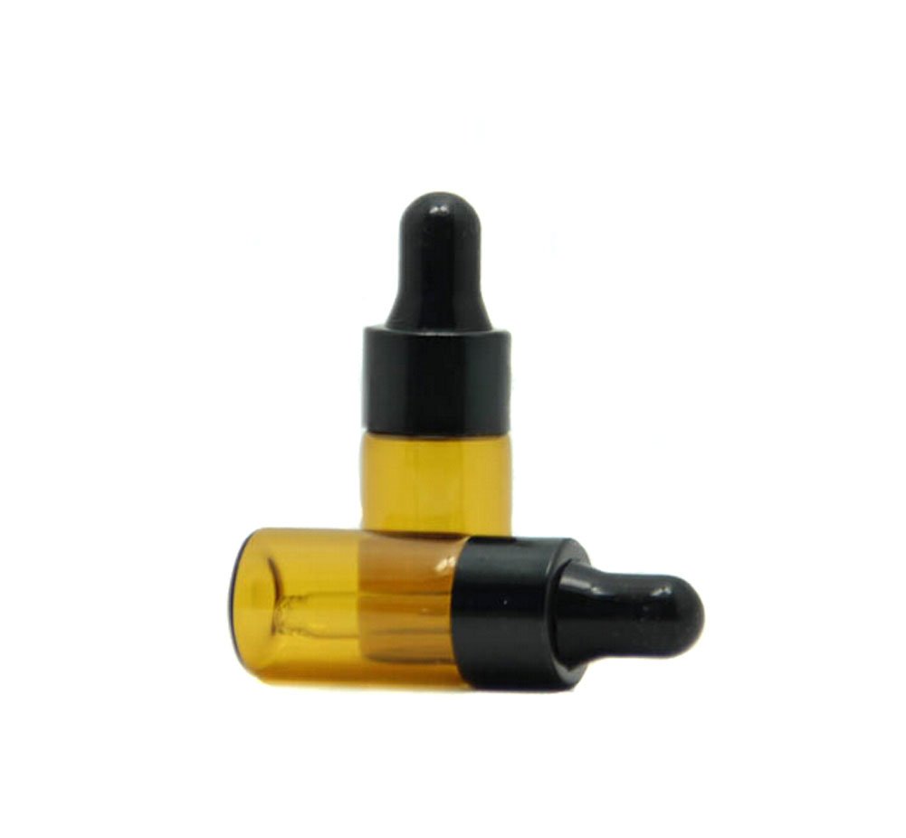 3ml 10pcs Amber Glass Essential Oil Bottles and Eyed Dropper Black Caps (3ml)