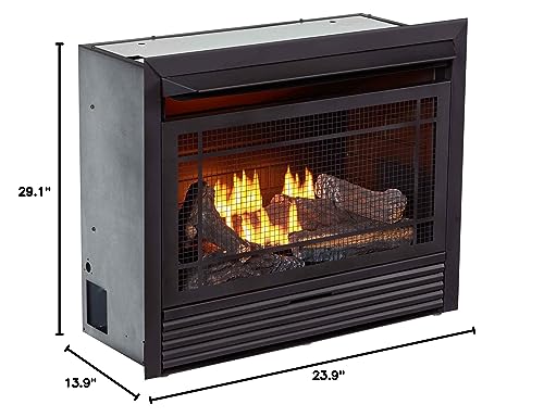 Duluth Forge Ventless 26,000 BTU Heats 1,350 Square Feet Dual Fuel No-Clearance Gas Fireplace Insert with Remote Control, Black