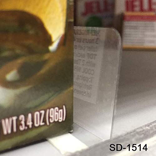 Clip Strip Shelf Dividers for Retail Stores - Lightweight, Clear Adhesive Mount 1" H x 13-9/16" L Corp., 15 mil Crystal Clear PVC, Retail Shelf Separator, Item SD-1514, Pack of 50