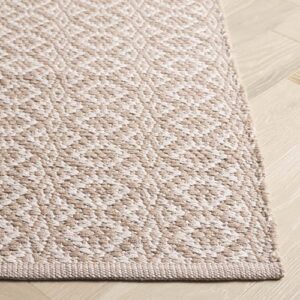 SAFAVIEH Montauk Collection Area Rug - 8' x 10', Ivory & Beige, Handmade Cotton, Ideal for High Traffic Areas in Living Room, Bedroom (MTK716G)