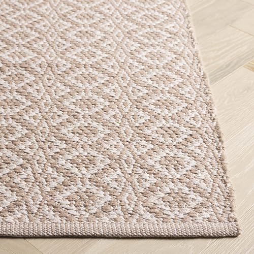 SAFAVIEH Montauk Collection Area Rug - 8' x 10', Ivory & Beige, Handmade Cotton, Ideal for High Traffic Areas in Living Room, Bedroom (MTK716G)