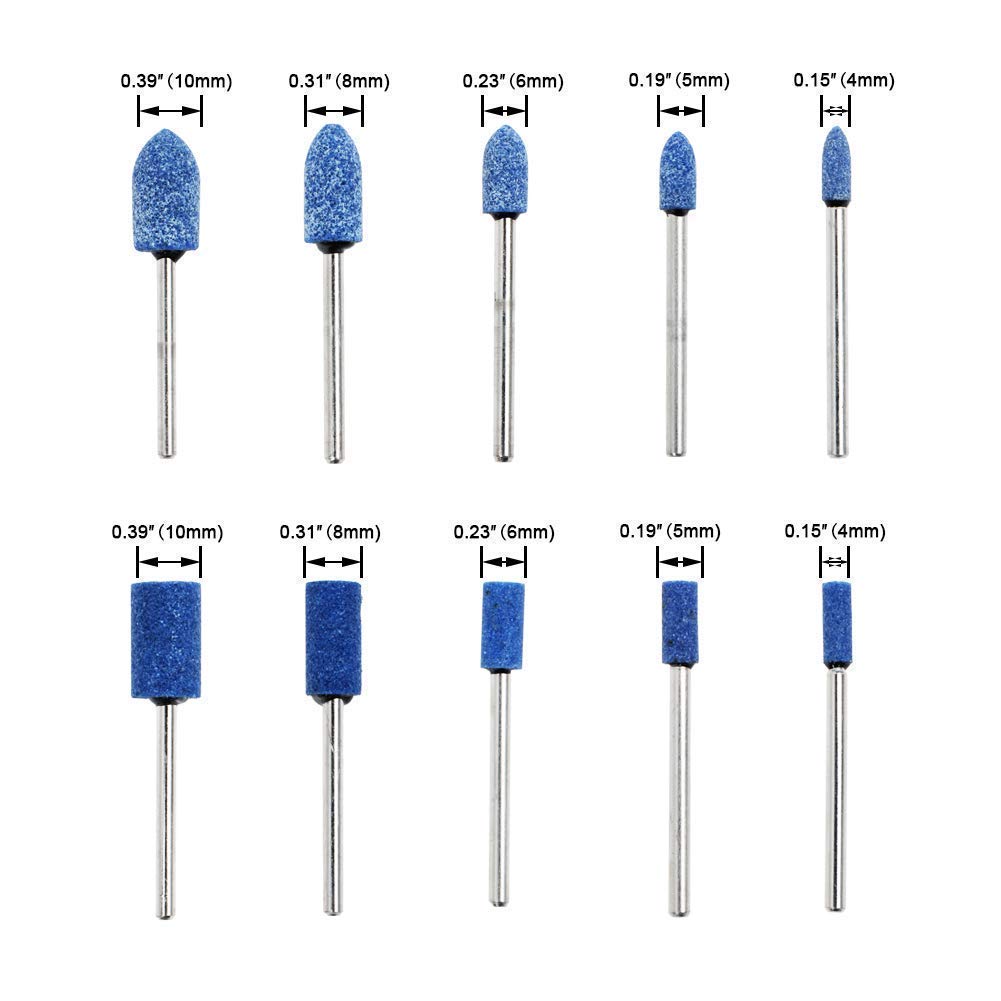 AUTOTOOLHOME 1/8" Shank Abrasive Mounted Stone Grinding Bits Sanding Drill Bit for Rotary Tool Flap Wheel for Grinding, Polishing, Deburring Ferrous Metal 10 Pack