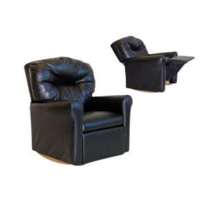 Dozydotes Contemporary Child Rocker Recliner with Armrest Leather Black DZD10739