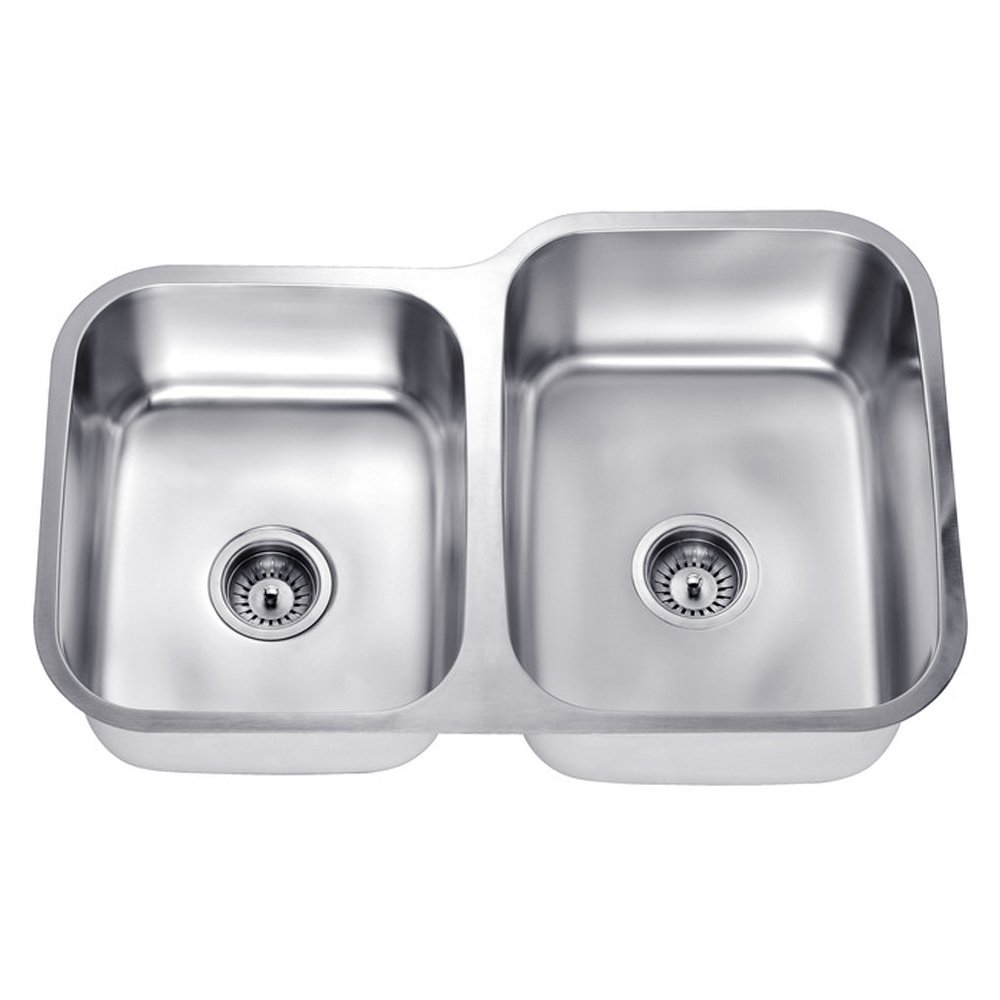 Daweier ES301816L Sink Double Bowls with Small Bowl on Left, 18 Gauge