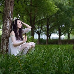 Festival Celebration Accessory Props Cos Cute White Snow Deer Reindeer Antlers Head Hair Band Photo Shoot Forest Goddess Headdress Headwear