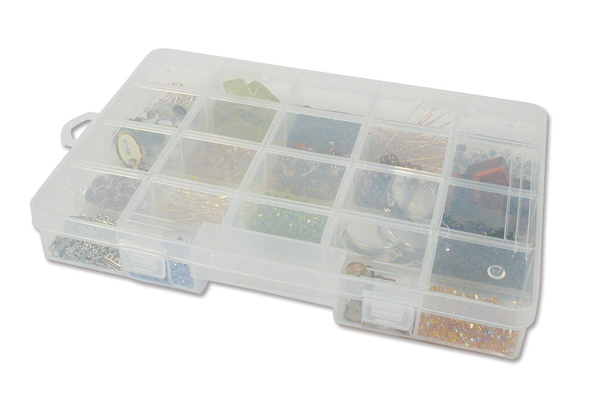 The Beadsmith Keeper Box - Medium Size - 10-3/4 x 7-1/2 inches, Storage Organizer with 20 compartments, Art Supply Organizers for Craft, Jewelry, Nail Art and More