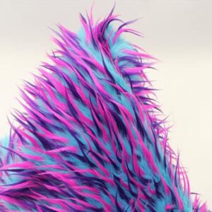 Faux Fake Fur Fabric Long Pile 3 Tone Spike Turquoise Purple Fuchsia / 60" Wide/Sold by The Yard