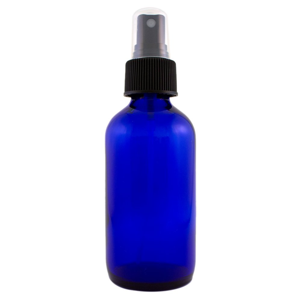 4 fl oz Cobalt Blue Glass Bottle with Black Spray Cap (Single)