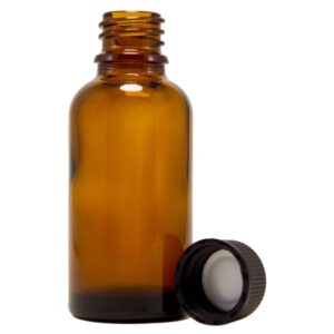 30 ml (1 fl oz) Amber Glass Bottle with Black Cap (12 Pack)