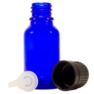 15 ml (1/2 fl oz) cobalt blue glass bottle with euro dropper (24 pack)