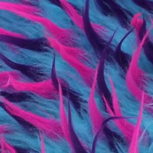 Faux Fake Fur Fabric Long Pile 3 Tone Spike Turquoise Purple Fuchsia / 60" Wide/Sold by The Yard