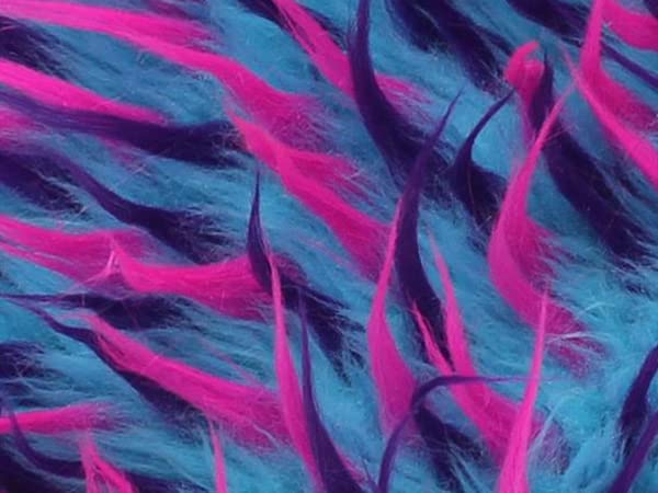 Faux Fake Fur Fabric Long Pile 3 Tone Spike Turquoise Purple Fuchsia / 60" Wide/Sold by The Yard