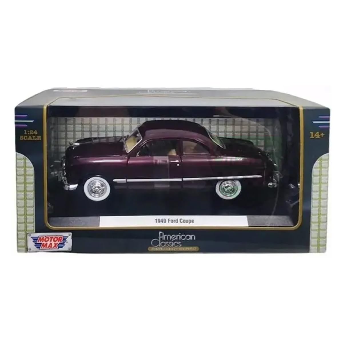 1949 Ford Coupe, Burgundy - Motormax Premium American 73213 - 1/24 Scale Diecast Model Car,unisex-children