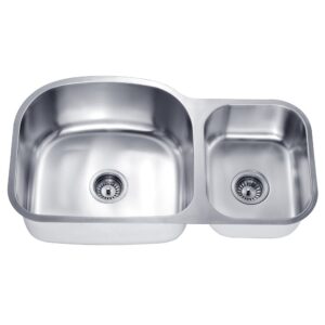 daweier es331814r sink double bowls with small bowl on right, 18 gauge