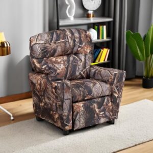 Flash Furniture Chandler Vinyl Kids Recliner with Cup Holder and Safety Recline, Contemporary Reclining Chair for Kids, Supports up to 90 lbs., Camouflage