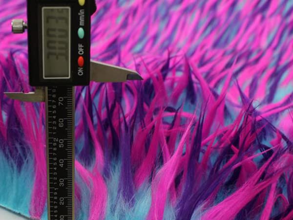 Faux Fake Fur Fabric Long Pile 3 Tone Spike Turquoise Purple Fuchsia / 60" Wide/Sold by The Yard