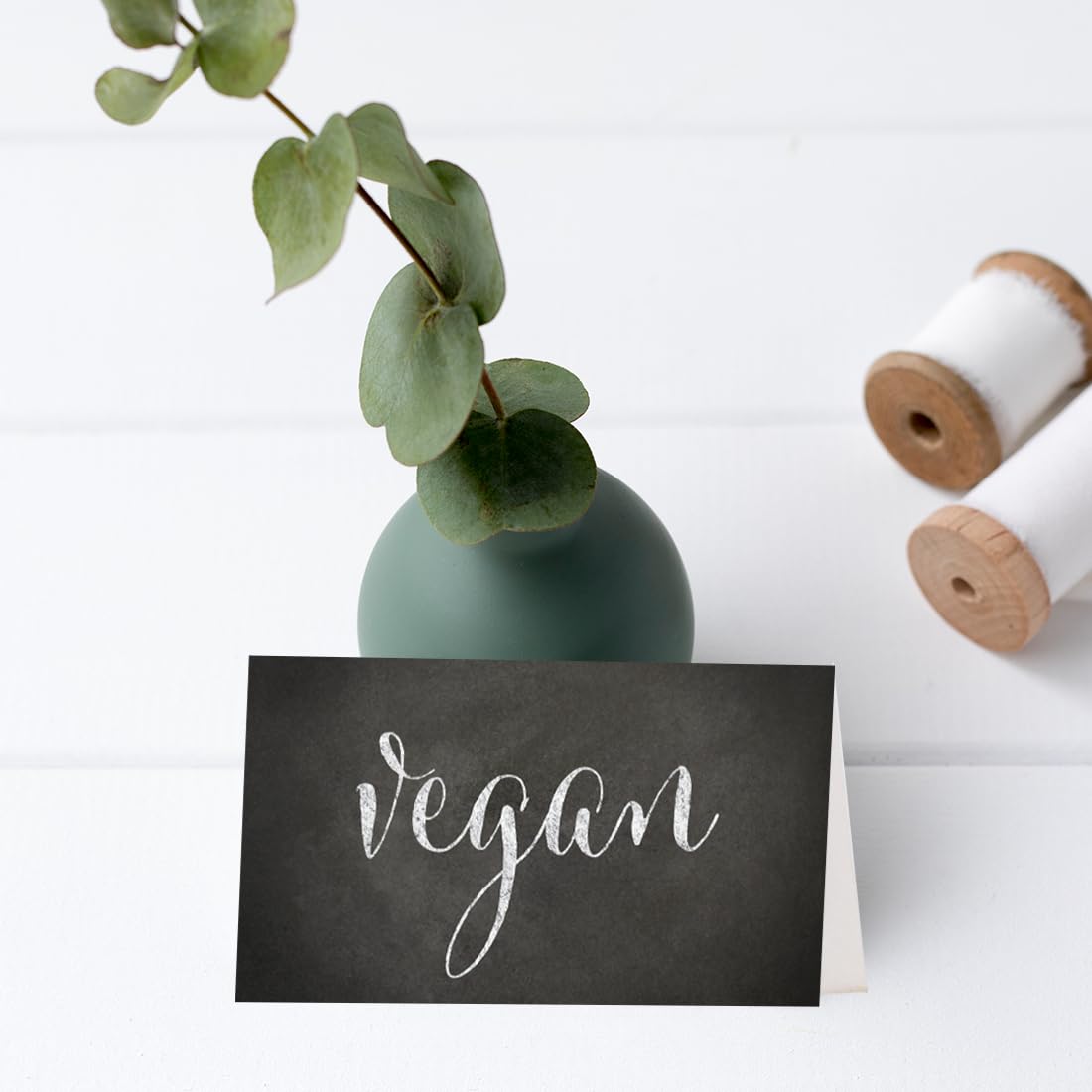 Andaz Press Food Station Buffet Table Tent Place Cards, Vintage Chalkboard Print, Vegan, Vegetarian, Gluten-Free, Eggless, 20-Pack, Place Cards for Table Settings School Graduation Food Cards