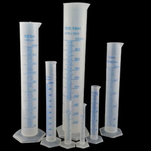 Plastic Transparent Blue Line Liquid Graduated Measuring Cylinder Lab Test Tube 10ml /25ml /50ml /100ml/ 250ml /500ml / 1000ml Pack Of 7