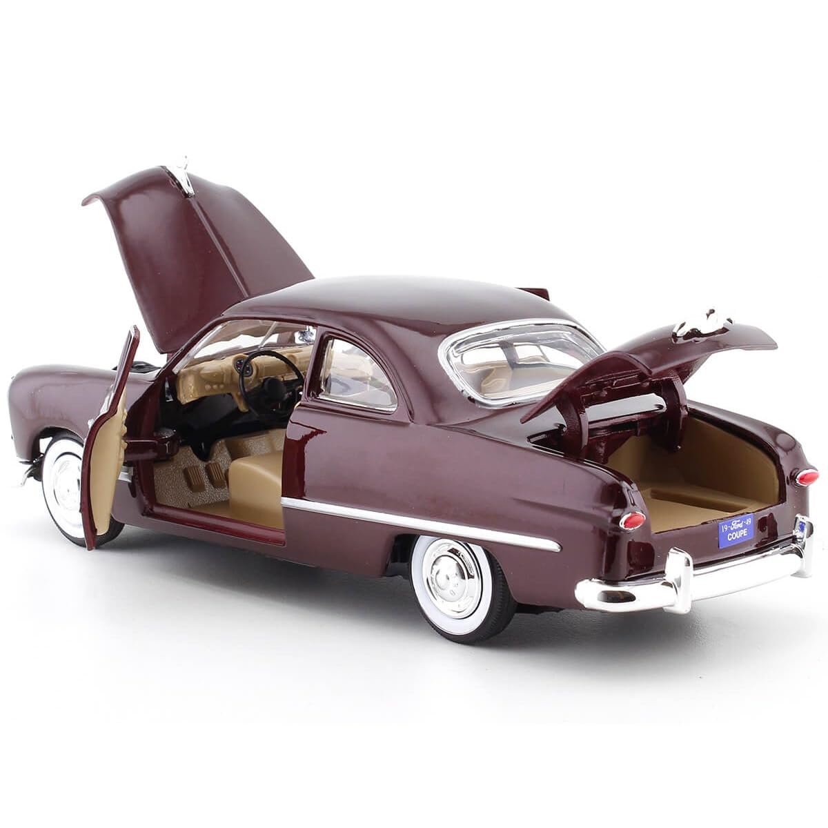 1949 Ford Coupe, Burgundy - Motormax Premium American 73213 - 1/24 Scale Diecast Model Car,unisex-children