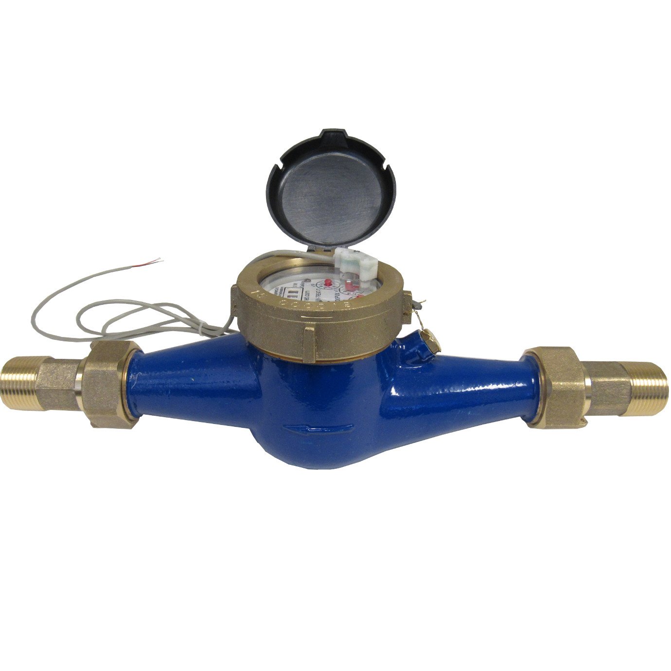 2 Inch Multi-Jet Brass Totalizing Water Meter with Pulse Output, Sealed Dry Dial, Internal Strainer, Horizontal Mount, for Non-Potable Water Systems, Max Pressure 150 PSI