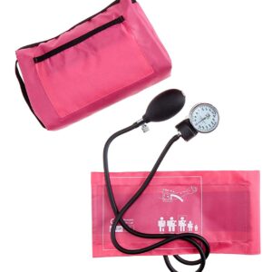 EMI #305 Pink Aneroid Sphygmomanometer Manual Blood Pressure Monitor with Adult Cuff and Dual Head Stethoscope Set Kit