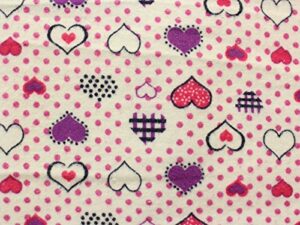 cotton flannel fabric polka dots hearts fuchsia / 45" wide/sold by the yard