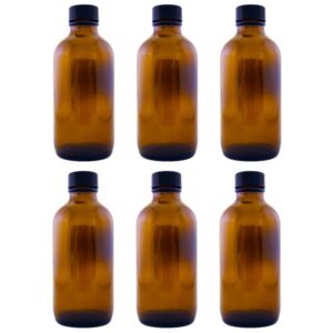 4 fl oz amber glass bottle with phenolic cone cap (6 pack)