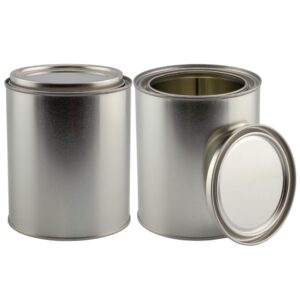 empty quart paint cans with lids (2 pack); unlined metal paint cans value pack