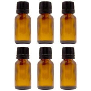 greenhealth 15 ml (1/2 fl oz) amber glass bottle with euro dropper (6 pack)