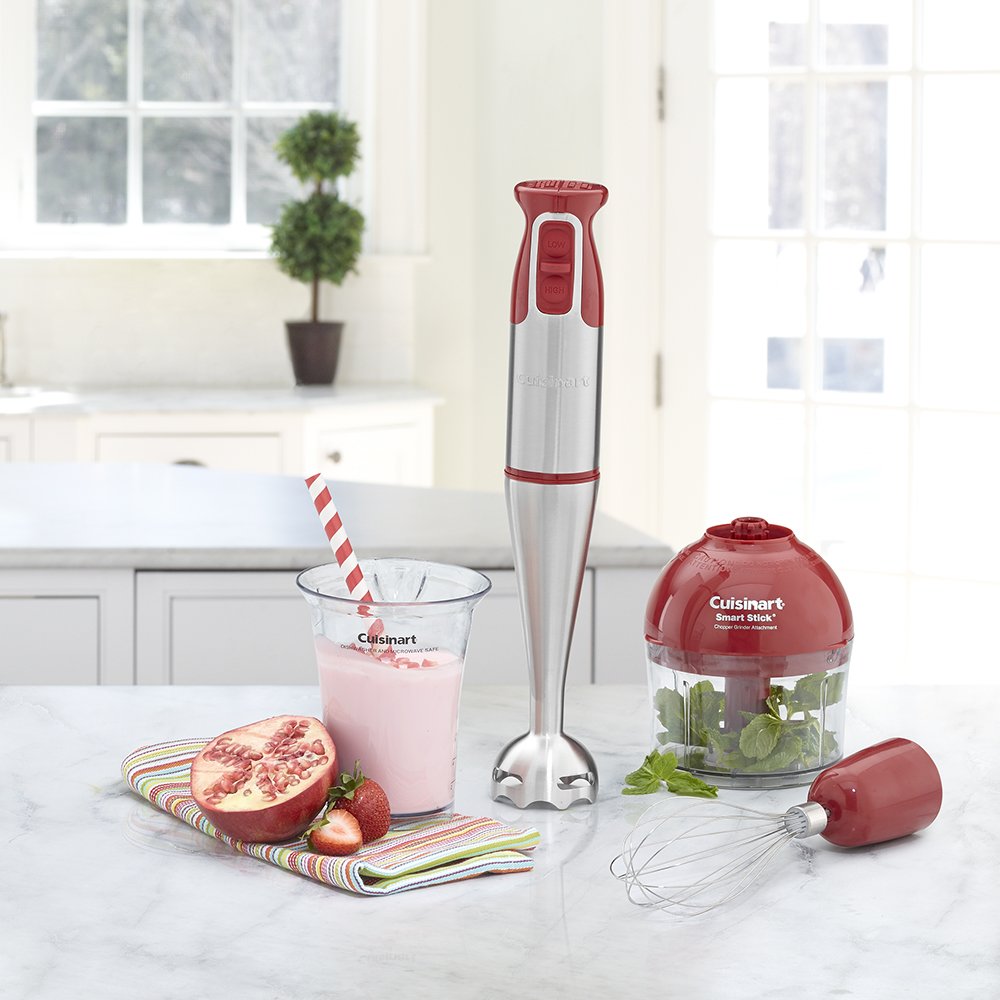 Cuisinart CSB-79R Smart Stick 2-Speed Hand Blender, Stainless Steel/Red, 2018