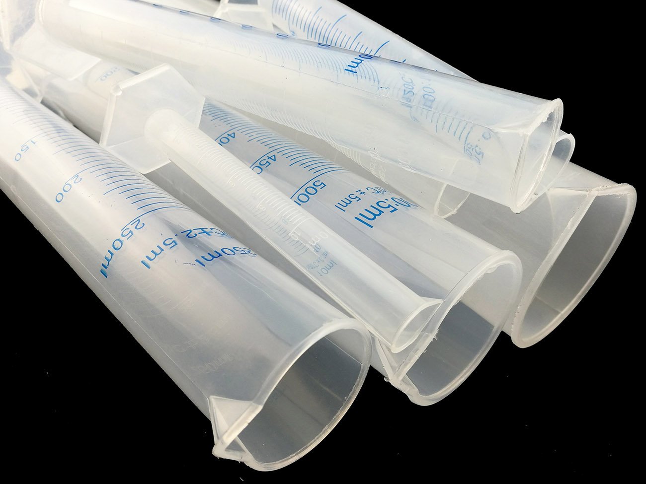 Plastic Transparent Blue Line Liquid Graduated Measuring Cylinder Lab Test Tube 10ml /25ml /50ml /100ml/ 250ml /500ml / 1000ml Pack Of 7