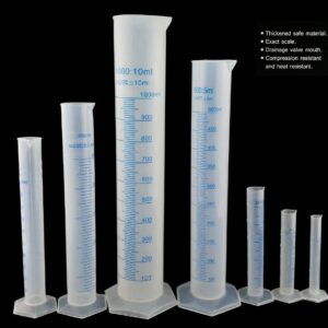 Plastic Transparent Blue Line Liquid Graduated Measuring Cylinder Lab Test Tube 10ml /25ml /50ml /100ml/ 250ml /500ml / 1000ml Pack Of 7